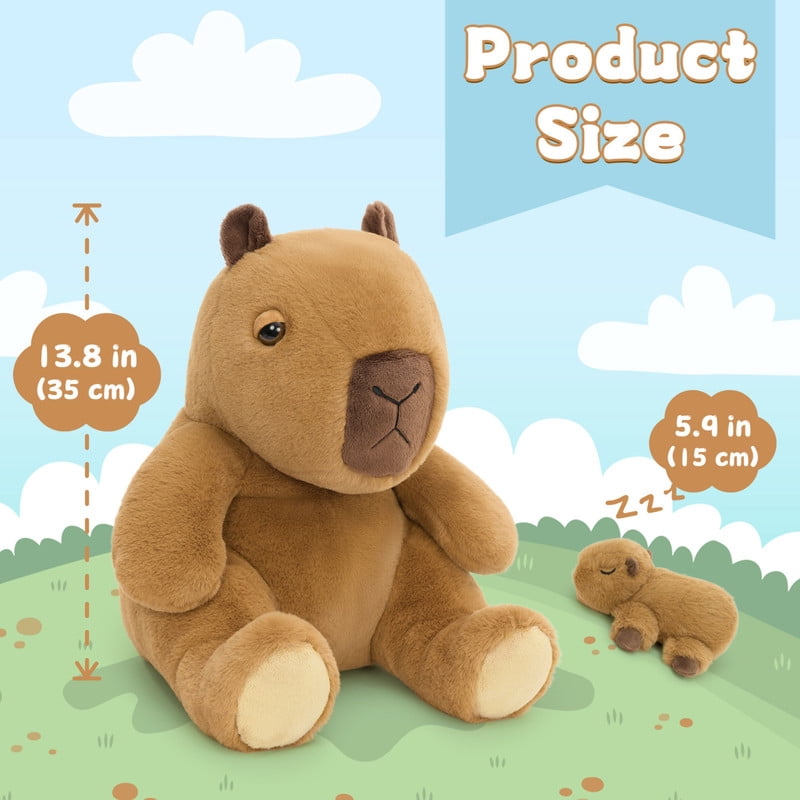Muiteiur 5Pcs Capybara Stuffed Animal Set 13.8'' Capybara Plush with 4 Babies Inside