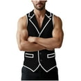thumbnail image 2 of WIZUTIZ Men's Vintage Corduroy Suit Vest Casual V-Neck Dress Waistcoat Silm Fit Textured Faux Fake Suit Vest with Pockets, 2 of 5