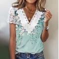 thumbnail image 1 of TaTaai Spring Floral Pattern Pullover for Women, V Neck Short Sleeve Casual Loose Fit Top, Lightweight Everyday Blouse for Warm Weather Outfits & Daily Style Gift, 1 of 5