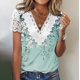 thumbnail image 2 of Tops de Manga Corta con Cuello en V para las Mujeres Blusa de Botón Impresa de Plegado de Verano Casual de Ajuste Regular, 2 of 5
