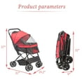 thumbnail image 2 of Pet Dog Stroller Four Wheels, Foldable with Storage Basket, Wagon for Cats, Dogs, Pet Babies Red, 2 of 6