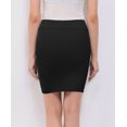 thumbnail image 3 of Made by Johnny Women's Elastic Waist Stretch Bodycon Midi Pencil Skirt Above The Knee Length Classic Skirt XXXL BLACK, 3 of 5