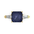 thumbnail image 2 of 3ct asscher cut blue sapphire 18k yellow gold 3 stone Bridal Wedding Engagement Promise Anniversary Ring for Women size 6.5, 2 of 7