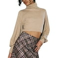 thumbnail image 2 of Gupgi Pulls à Col Roulé Femmes Couleur Unie à Manches Longues Tricot Pull Automne Hiver Tricots Décontractés, 2 of 5