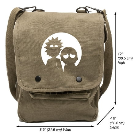 Rick and Morty Moonlight Canvas Crossbody Travel Map Bag Case, Olive &