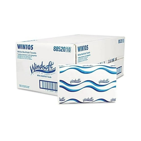 105 Multifold Paper Towels, 1-Ply, 9 1/5 x 9 2/5, White, 250 per Pack (Case of 16)