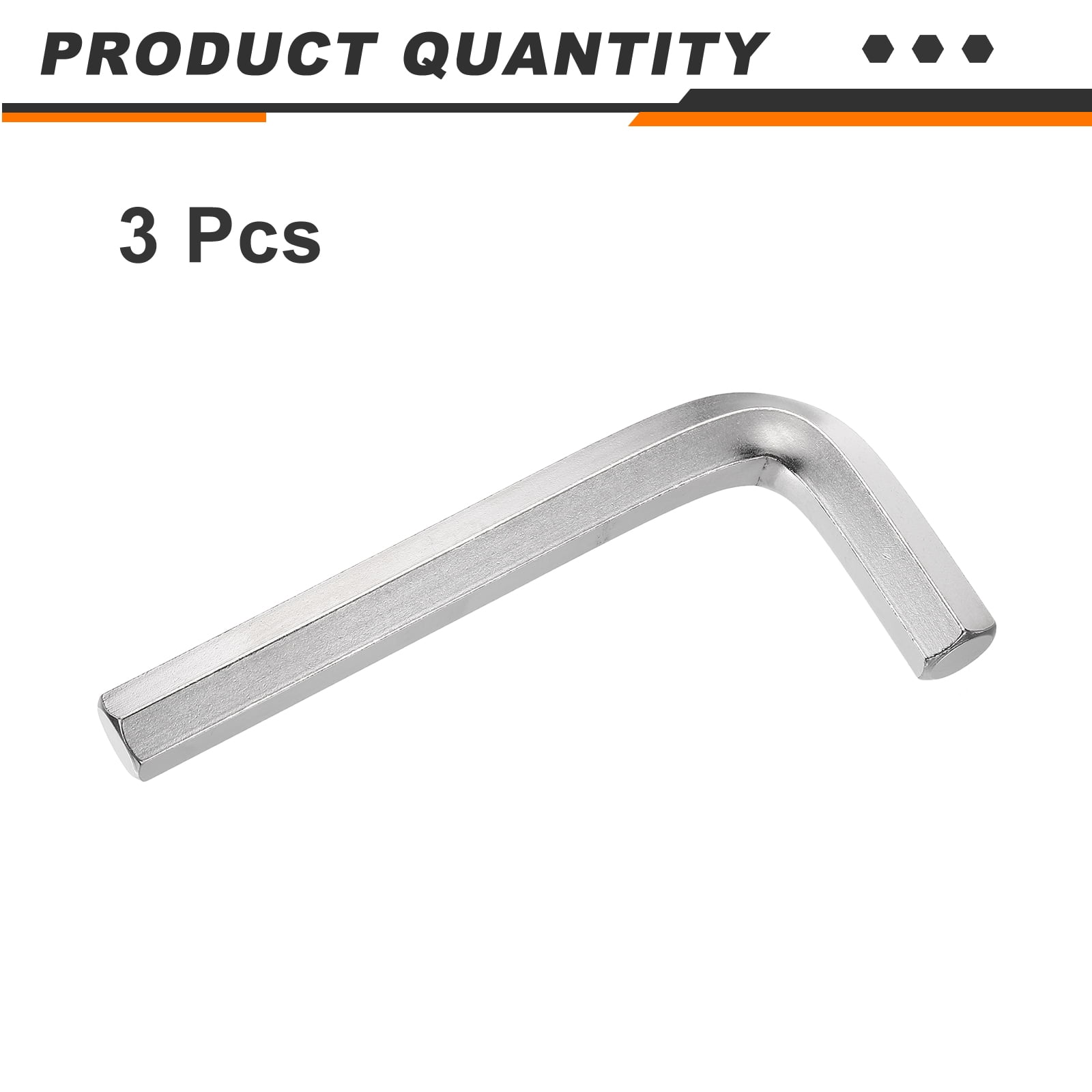 3pcs Hex Key Wrench 17mm L-Shape Hexagon Metric Wrenches Silver