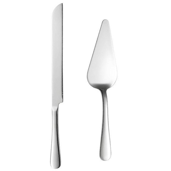2-Piece Dessert Set, Stainless Serving Set, Cake Knife and Server Set, Serrated Blade, Mirror Polished, Cake Spatula 10.4 in / 26.4 cm, Cake Server 13 in / 33 cm, Silver