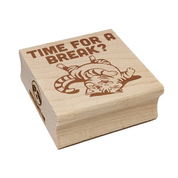 Playful Cat Time for a Break Nap Square Rubber Stamp Stamping Scrapbooking Crafting - Medium 1.75in