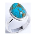 thumbnail image 2 of Blue Copper Turquoise Ring Gemstone Ring Turquoise Jewelry Blue Stone Ring 925 Sterling Silver Ring Statement Ring Handmade Ring for Her, 2 of 3