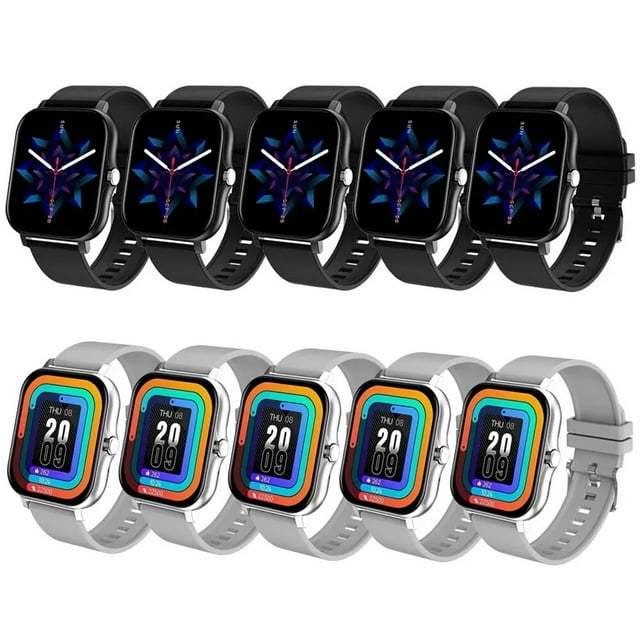 New +3pc Straps Smart Watch Women Men Smartwatch Sport Smart-watch For Android IOS Fitness Tracker With BT Call Music Heart Rate 5Bk5Wh_32 Original Box