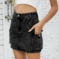 thumbnail image 4 of Weiqiqre Mini Skirt High Waisted Denim Mini Skirt Flap Pocket Bodycon Jean Cargo Skirts, 4 of 7