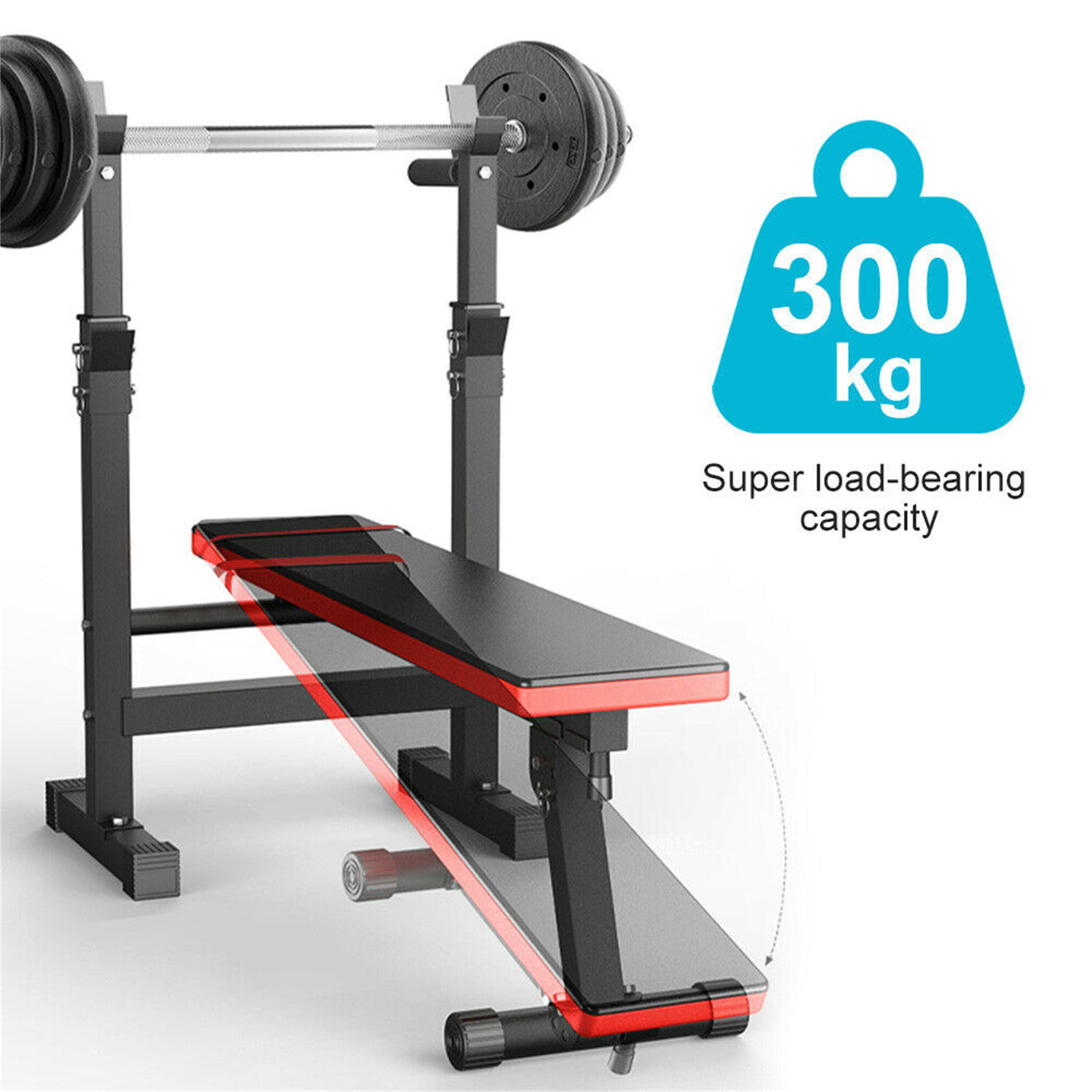 Folding Flat Weight Bench 110cm Dumbbell Press Lifting Home Training Exercise 