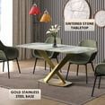 thumbnail image 5 of LeisureMod Voren Mid-Century Modern Dining Table with a 55" Sintered Stone Rectangular Tabletop in Gold Stainless Steel Base for Kitchen and Dining Room, Light Grey, 5 of 10