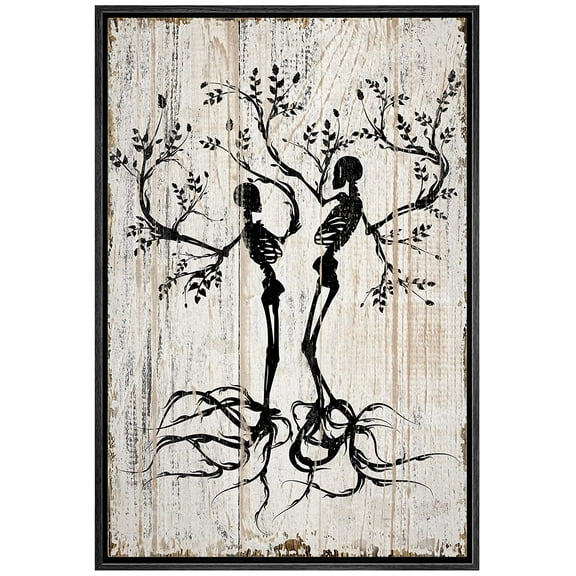 wall26 Canvas Print Wall Art Spooky Skeleton Tree Silhouettes on Wood Panels Nature Wilderness Illustrations Modern Art Rustic Relax/Calm Multicolor for Living Room, Bedroom, Office - 16"x24&quo
