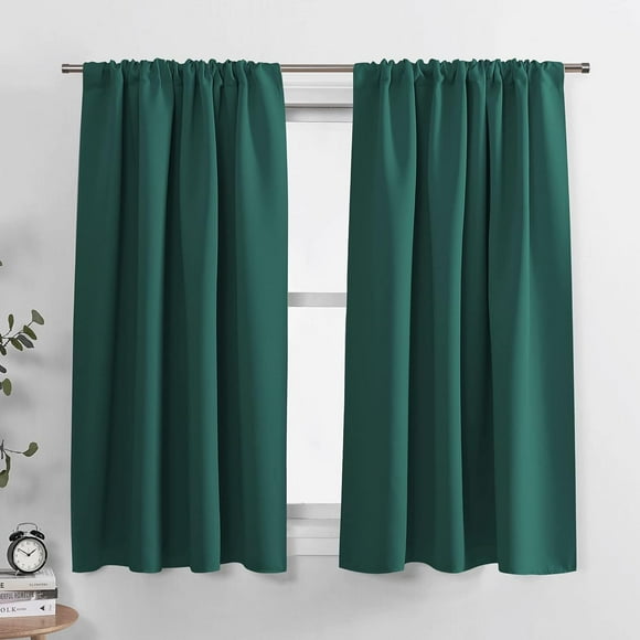 Xiao Hua dark green blackout curtains - solid color insulated curtains, bedroom blackout curtains/curtains (1 piece, 42 inches wide, 63 inches long)
