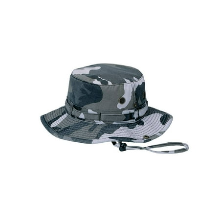 MG Men s Washed Cotton Twill Chin Cord Outdoor Hunting Hat - City Camo - Large