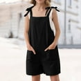 thumbnail image 2 of Girls' Overalls Sleeveless Jumpers Spaghetti Strap Harem Pants with Side Pockets Plain Color Clothes for Girls 8-9 Years, 2 of 4