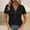 Black#4, variant on Womens Tops Eyelet Embroidery Button Down V Neck Short Sleeve Blouse Casual Pullover Work Vacation Basic Tees