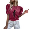 thumbnail image 1 of Gibobby Casual Playera de Manga Corta para Mujer Camiseta manga corta con cuello redondo y estampado flores para mujer(Rojo,CH), 1 of 5