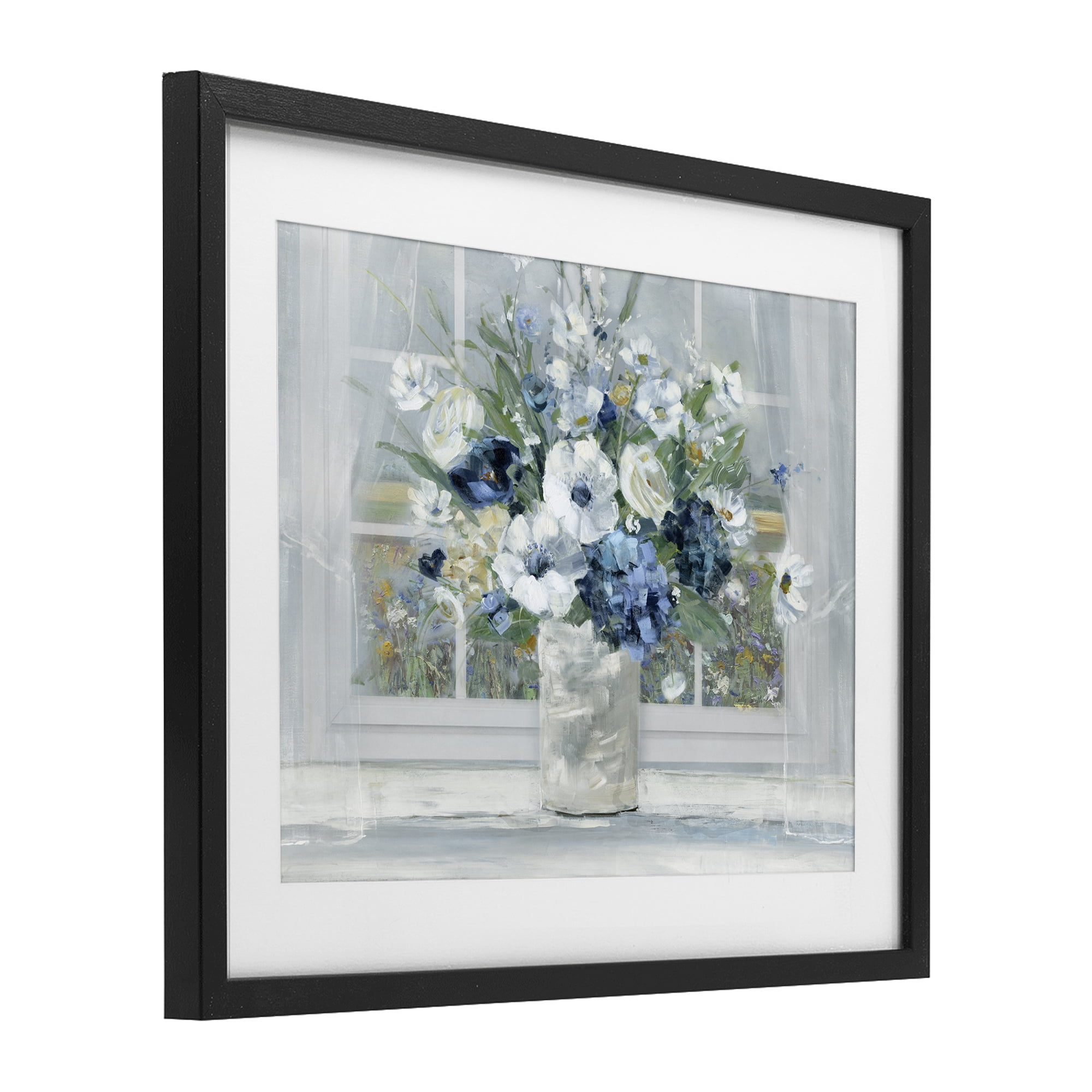 Stupell Industries Blue Hydrangea & Anemone Bouquet Black Framed Print Under Glass, design by Sally Swatland
