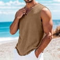 thumbnail image 5 of Linen Tank Tops for Men Breathable V-Neck Sleeveless Shirts Relaxed Fit Summer Beach Vacation Casual Wear Big and Tall, 5 of 6