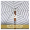 thumbnail image 2 of 7 x 7 ft Outdoor Patio Umbrella with Tilt, Vent, Table Umbrella Parasol with Fringed Ruffles and Flounce, Blue Strip, 2 of 9