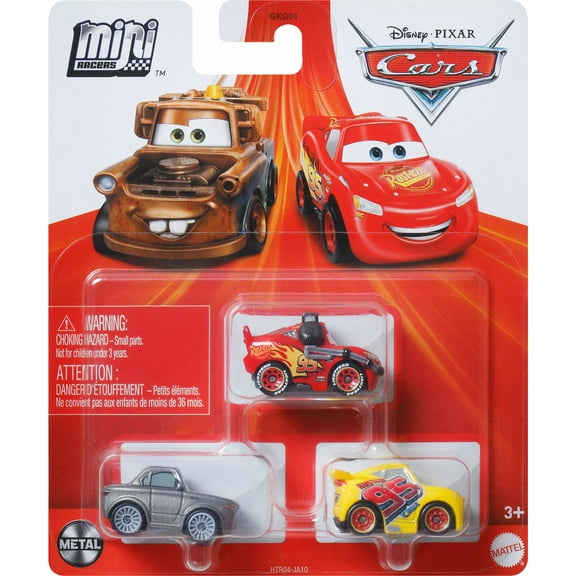 Disney Pixar Cars Toys, Mini Racers 3-Pack Metal Toy Cars