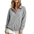 thumbnail image 4 of Warop Women's Lapel Button and Snap Sweatshirt Long Sleeve Loose Casual Pullover for Spring Winter and Daily, 4 of 6