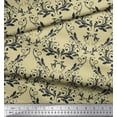 thumbnail image 3 of Soimoi Beige polyester Crepe Fabric Filigree Damask Print Fabric by Yard 42 Inch Wide, 3 of 3