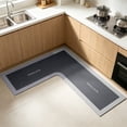 thumbnail image 5 of L Shaped Kitchen Mat, Non-Slip Absorbent Floor Rug for Sink Counter, Corner Bathroom Mat with Memory Foam Cushion, Gray, by Zovey, 5 of 6