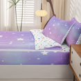 thumbnail image 5 of Manfei Sparkling Stars Print Zipper Twin Comforter Sets with Fitted Sheet and 2 Pillowcases,Gradient Lavender Galaxy Zipper Bedding Set,Colorful Stars Reversible,4pcs, 5 of 8