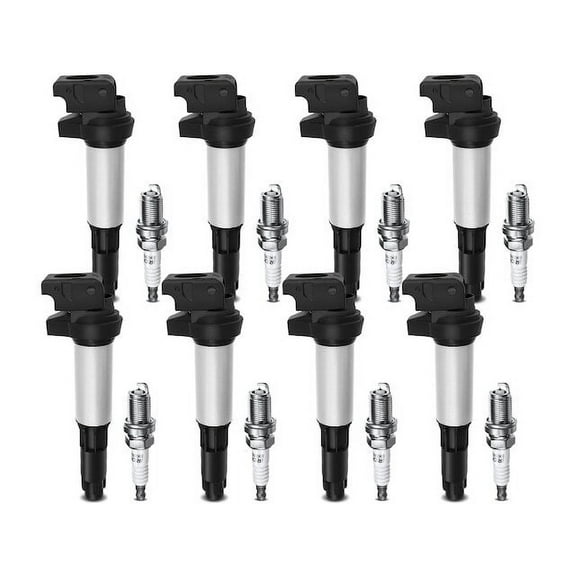Ignition Coil Set with Spark Plugs 8 - Compatible with 2004 - 2005 BMW 545i Base 4.4L V8