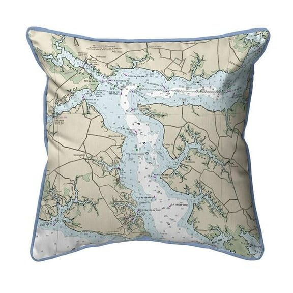 Betsy Drake ZP11548PR 22 x 22 in. Pungo River, NC Nautical Map Extra Large Zippered Indoor & Outdoor Pillow