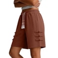 thumbnail image 6 of uublik Gym Shorts for Women Casual Elastic Waist Shorts Summer Beach Lightweight Short Pants with Pockets, Wine, 6 of 6