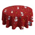 thumbnail image 4 of Red Christmas Snowman Pattern Round Tablecloth 60"x60",Wrinkle Wipeable Table Cloth for Kitchen Dining Room Picnic Patio Party, 4 of 6