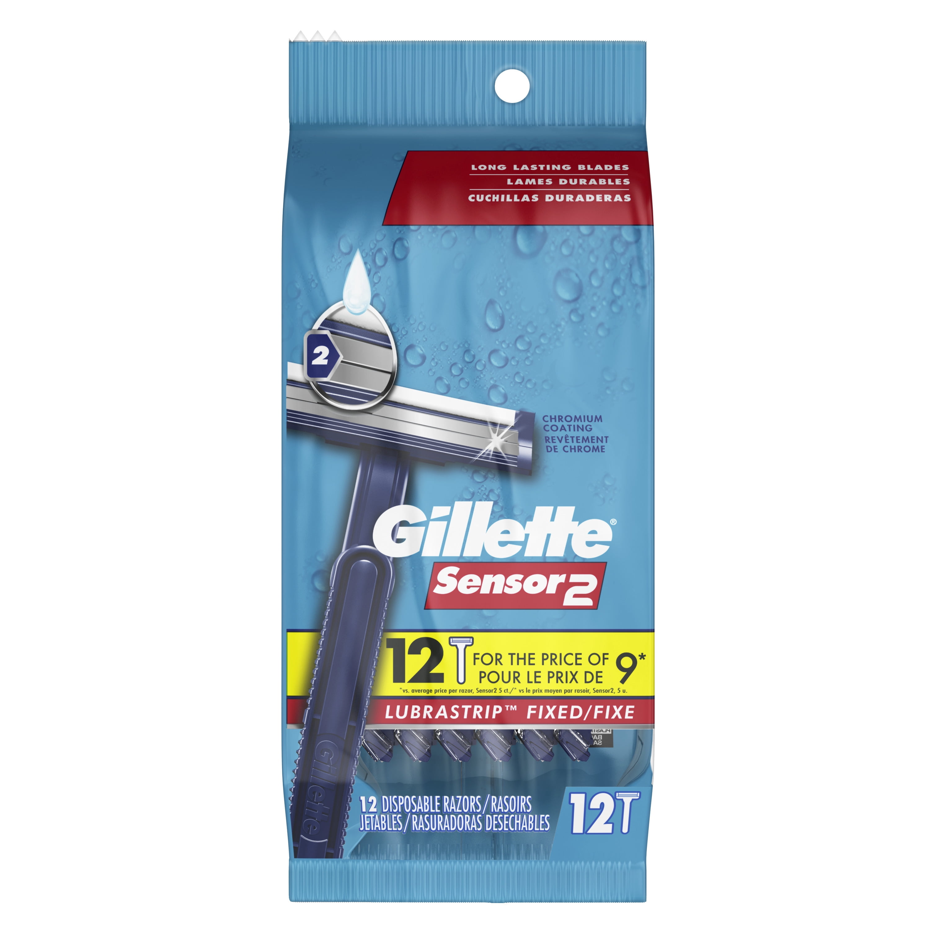 Gillette Sensor2 Men's Disposable Razors, 12 Count