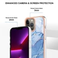 thumbnail image 3 of ELEHOLD for iPhone 13 Pro 6.1 inch Marble Case, Clear Electroplated Frame Soft TPU Anti-Scratch Wear-Resistant Wireless Charging Slim Fit Transparent Case for iPhone 13 Pro, Blue, 3 of 5