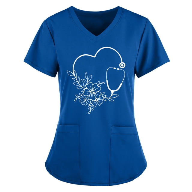 Puntoco 2024, tops de moda de verano para mujer, tops de manga corta con cuello en V, blusa de bolsillo de Color uniforme de trabajo