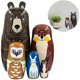 thumbnail image 4 of Muñecas rusas de madera con dibujos de animales, oso pardo, león marino, búho, conejo, mapache, juego de muñecas rusas de 5 capas, manualidades, 4 of 5