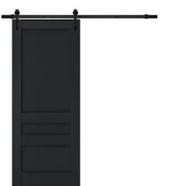 Sturdy Barn Door | Veregio 7411 Antracite | 6.6FT Rail Hangers Heavy Hardware Set | Solid Panel Interior Doors-42" x 84"-Black Rail