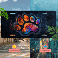 thumbnail image 5 of 1 Pcs 2D Flat License Plate Covers & Frames, Cosmic Animal Paw Print For Decorative Front, Waterproof For Decoration Aluminum License Plate Covers & Frames Cover For Men Women, 12" X 6", 5 of 7