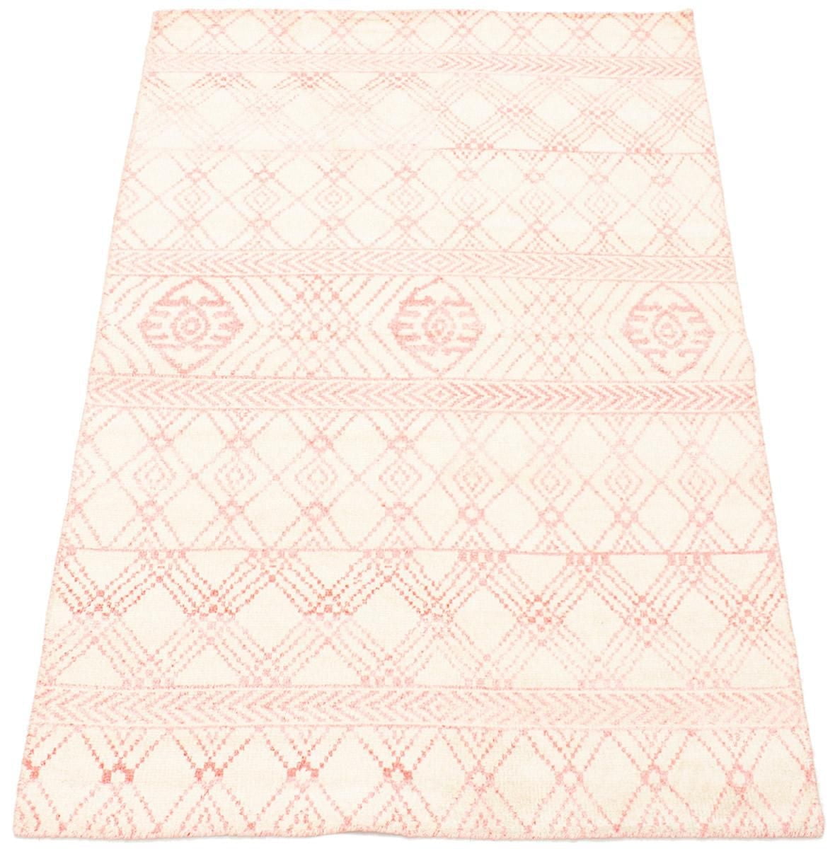 ECARPETGALLERY 4'10" x 7'9"  Geometric La Seda Hand-knotted Area Rug for Living Room, Dining Room and Bedroom in Ivory