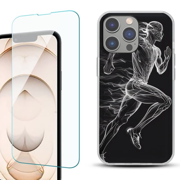 OneToughShield ® for iPhone 15 Pro Shockproof Phone Case, with Tempered Glass Screen Protector - Runner