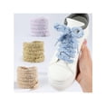 thumbnail image 4 of INSPIRE CHIC 1 Pair Flat Fuzzy Contrast Color Shoe Laces, 0.47" Wide Fat Soft Fluffy Shoelaces Shoestrings for Sneakers Blue 80cm/31.5", 4 of 6