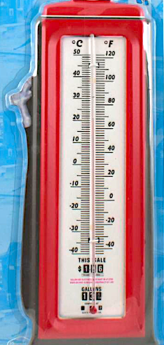 Red Crown 19 Inch x 6" Gasoline Gas Pump Metal Thermometer with Hanging hole Retro Vintage Collectable Gift