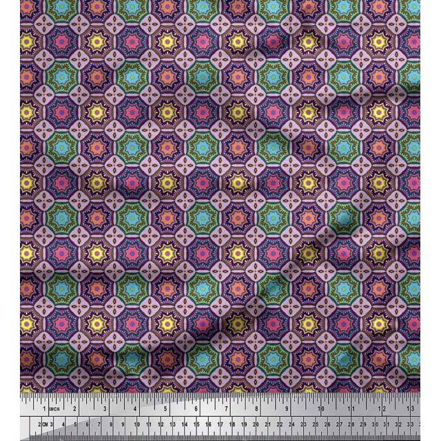 Soimoi Poly Georgette Fabric Floral Mandala Print Sewing Fabric Yard 52 Inch Wide
