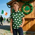 thumbnail image 3 of OGLCCG Kids Boys St.Patrick's Day Shirt Irish Clover Printed Short Sleeve Button Down Shirts Loose Fit Summer Casual Funny Hawaiian Shirt 2-15 Years, 3 of 6