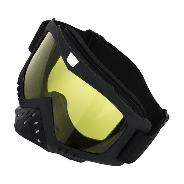 Unique Bargains 1Pc Universal Motorcycle Goggles Dimmable Sunglasses UV Protection Matte Black Yellow TPU PC