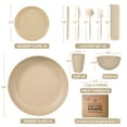 thumbnail image 2 of Zmleve Straw Cutlery Set, Unbreakable Plastic Plate and Bowl Set, Dishwasher and Microwave Safe, Beige, Serves 6, 2 of 7